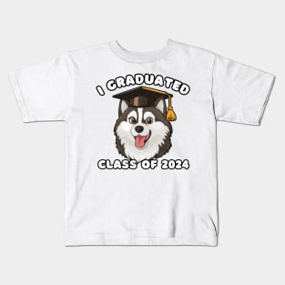 Cute Husky I Graduated Class Of 2024 Kids T-Shirt